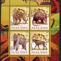 Malawi 2008 Animals of Africa #2 perf sheetlet containing 4 values, each with Scout logo unmounted mint