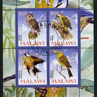 Malawi 2008 Birds #1 perf sheetlet containing 4 values, each with Scout logo fine cto used