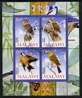 Malawi 2008 Birds #1 perf sheetlet containing 4 values, each with Scout logo fine cto used