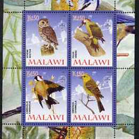 Malawi 2008 Birds #1 perf sheetlet containing 4 values, each with Scout logo unmounted mint