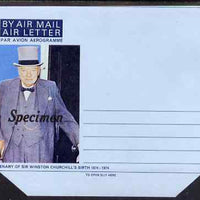 Great Britain 1974 Churchill Centenary Airletter form without inscription overprinted SPECIMEN, folded on 'fold lines' otherwise pristine