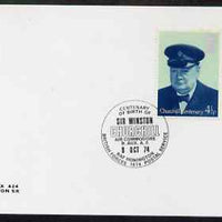 Postmark - Great Britain 1974 cover bearing special cancellation for Birth Centenary of Winston Churchill, Air Commodore (BFPS)