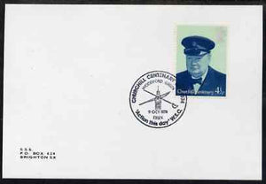 Postmark - Great Britain 1974 card bearing illustrated cancellation for Churchill Centenary Year (Woodford Green)