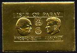 Pabay 1967 Churchill & Kennedy 1s larger format embossed in gold foil unmounted mint (Rosen PA69)