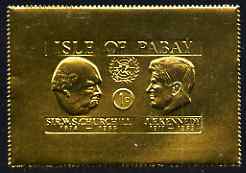 Pabay 1967 Churchill & Kennedy 1d larger format embossed in gold foil unmounted mint (Rosen PA67)