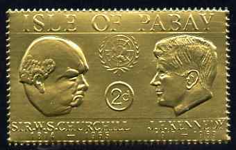 Pabay 1967 Churchill & Kennedy 2d value embossed in gold foil (perf) unmounted mint (Rosen PA59)