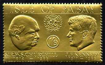 Pabay 1967 Churchill & Kennedy 1s9d value embossed in gold foil (perf) unmounted mint (Rosen PA63)