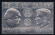 Pabay 1967 Churchill & Kennedy 2d value embossed in silver foil (perf) unmounted mint (Rosen PA72)