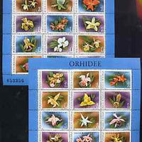 Rumania 1988 Orchids set of 2 sheetlets each containing 12 values Mi BL 235 & 236