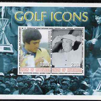 Myanmar 2001 Golf Icons (Seve Ballesteros & Ben Hogan) perf sheetlet containing 2 values unmounted mint