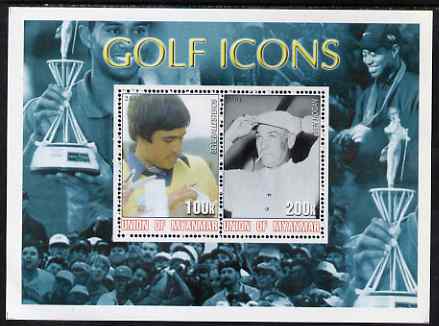 Myanmar 2001 Golf Icons (Seve Ballesteros & Ben Hogan) perf sheetlet containing 2 values unmounted mint