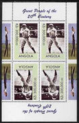 Angola 1999 Great People of the 20th Century - Babe Ruth perf sheetlet of 4 (2 tete-beche pairs) with golfer in margin unmounted mint