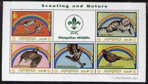 Mongolia 2001 Scouting & Nature perf m/sheet containing 5 values plus label unmounted mint, SG MS 2950b