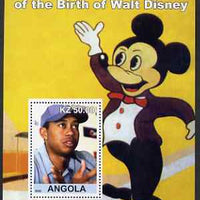 Angola 2002 Birth Centenary of Walt Disney #03 perf s/sheet - Tiger Woods & Mickey Mouse unmounted mint