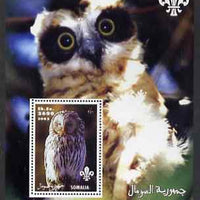 Somalia 2002 Owls #2 perf s/sheet with Scouts Logo, unmounted mint