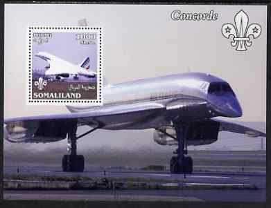 Somaliland 2002 Concorde perf m/sheet with Scout Logo unmounted mint