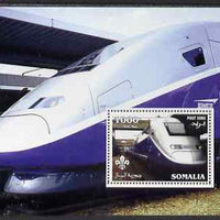 Somalia 2002 SNCF High Speed Train #1 perf m/sheet with Scout Logo unmounted mint