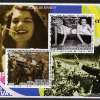 Somalia 2001 Icons of the 20th Century #04 - Elvis & Marilyn perf sheetlet containing 2 values with Jackie Kennedy & Martin Luther King in background unmounted mint