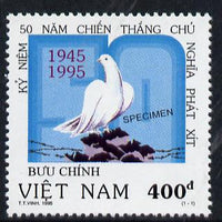 Vietnam 1995 United Nations 50th Anniversary 400d value (Dove) overprinted SPECIMEN (only 200 produced) unmounted mint