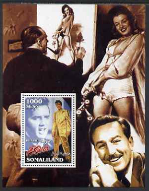 Somaliland 2002 Elvis Presley #1 perf m/sheet (with Walt Disney & Marilyn in background) unmounted mint