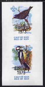 Calf of Man 1973 Europa opt'd on Birds imperf m/sheet (showing 3m Starling & 25m Woodpecker) unmounted mint with Scout logo, Rosen CA312MS