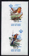 Calf of Man 1973 Europa opt'd on Birds imperf m/sheet (showing 10m Robin & 45m Goldfinch) unmounted mint with Scout logo, Rosen CA314MS