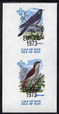 Calf of Man 1973 Europa opt'd on Birds imperf m/sheet (showing 12m Cuckoo & 50m Nightingale) unmounted mint with Scout logo, Rosen CA315MS