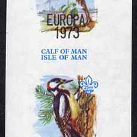 Calf of Man 1973 Europa opt'd on Birds imperf m/sheet (showing 3m Starling & 25m Woodpecker - from first printing without the birds' names) unmounted mint with Scout logo, Rosen CA312MS