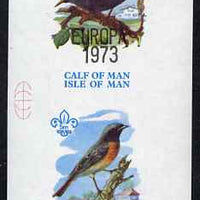 Calf of Man 1973 Europa opt'd on Birds imperf m/sheet (showing 5m Redstart & 20m Blackbird - from first printing without the birds' names) unmounted mint with Scout logo, Rosen CA313MS