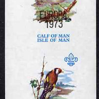 Calf of Man 1973 Europa opt'd on Birds imperf m/sheet (showing 10m Robin & 45m Goldfinch - from first printing without the birds' names) unmounted mint with Scout logo, Rosen CA314MS