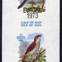 Calf of Man 1973 Europa opt'd on Birds imperf m/sheet (showing 12m Cuckoo & 50m Nightingale - from first printing without the birds' names) unmounted mint with Scout logo, Rosen CA315MS