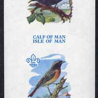 Calf of Man 1973 Birds imperf m/sheet (showing 5m Redstart & 20m Blackbird - from first printing without the birds' names) unmounted mint with Scout logo, Rosen CA313MS