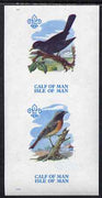 Calf of Man 1973 Birds imperf m/sheet (showing 5m Redstart & 20m Blackbird - from first printing without the birds' names) unmounted mint with Scout logo, Rosen CA313MS