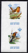 Calf of Man 1973 Birds imperf m/sheet (showing 10m Robin & 45m Goldfinch - from first printing without the birds' names) unmounted mint with Scout logo, Rosen CA314MS