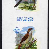 Calf of Man 1973 Birds imperf m/sheet (showing 12m Cuckoo & 50m Nightingale - from first printing without the birds' names) unmounted mint with Scout logo, Rosen CA315MS