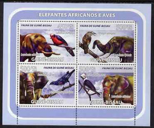 Guinea - Bissau 2008 African Elephants and Birds perf sheetlet containing 4 values unmounted mint