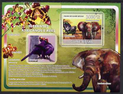 Guinea - Bissau 2008 African Elephants and Birds (with orchids) perf souvenir sheet unmounted mint