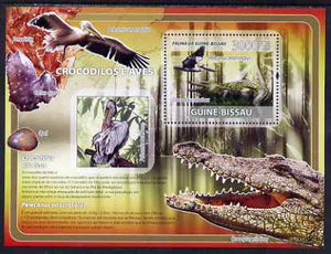 Guinea - Bissau 2008 Crocodiles & Pelicans (with minerals) perf souvenir sheet unmounted mint