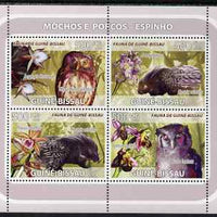 Guinea - Bissau 2008 Owls and Porcupines (with orchids) perf sheetlet containing 4 values unmounted mint