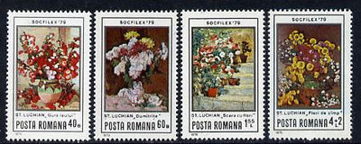 Rumania 1979 'Socfilex 79' Stamp Exhibition set of 4 (Paintings of Flowers) Mi 3619-22