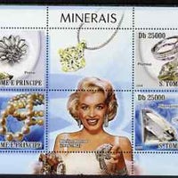 St Thomas & Prince Islands 2008 Minerals and Jewels (with Marilyn Monroe) perf sheetlet containing 4 values unmounted mint