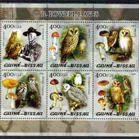 Guinea - Bissau 2005 Lord Baden Powell and Owls (with Fungi) perf sheetlet containing 6 values unmounted mint Mi 2888-93