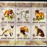 Guinea - Bissau 2005 Cats and Dogs perf sheetlet containing 6 values each with Scouts logo unmounted mint Mi 2811-16