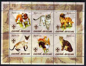 Guinea - Bissau 2005 Cats and Dogs perf sheetlet containing 6 values each with Scouts logo unmounted mint Mi 2811-16