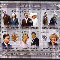 Guinea - Bissau 2005 Royal Wedding Prince Charles and Camilla Parker Bowles perf sheetlet containing 6 values unmounted mint Mi 2895-2900