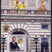 Guinea - Bissau 2005 Royal Wedding Prince Charles and Camilla Parker Bowles perf souvenir sheet (also featuring Pope Jean-Paul II and Princess Diana) unmounted mint Mi,Bl 482