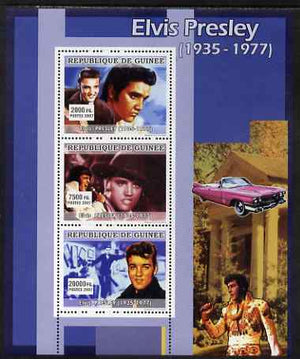 Guinea - Conakry 2007 Elvis Presley perf sheetlet containing 3 values unmounted mint