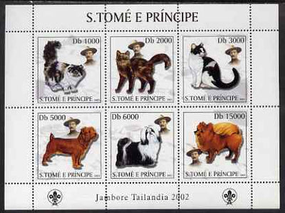 St Thomas & Prince Islands 2003 Cats & Dogs (with Scouts emblem) perf sheetlet containing 6 values unmounted mint Mi 2112-17