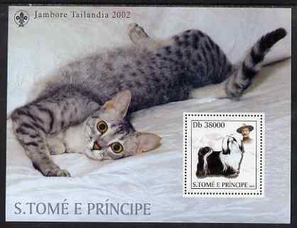 St Thomas & Prince Islands 2003 Cats & Dogs (with Scouts emblem) perf souvenir sheet unmounted mint Mi Bl 1442