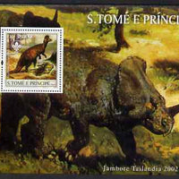 St Thomas & Prince Islands 2003 Dinosaurs (with Scouts emblem) perf souvenir sheet unmounted mint Mi Bl 1423